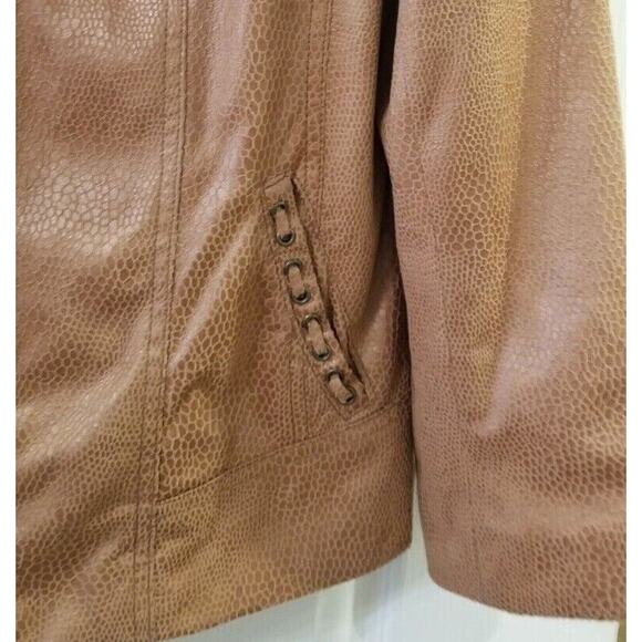 Tan Jay Brown Fax Snake Skin Zipper Front Blazer Career Casual Jacket Size 6P - Picture 7 of 10